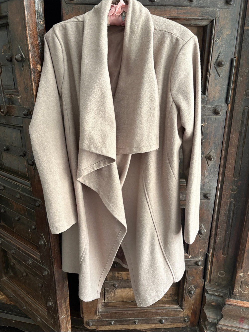 Lightweight taupe Open-Front Draped Coat Cardigan
